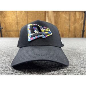 New Era Takashi Murakami Hat Cap Snap Back One Size Black Mesh Trucker Mens‎
